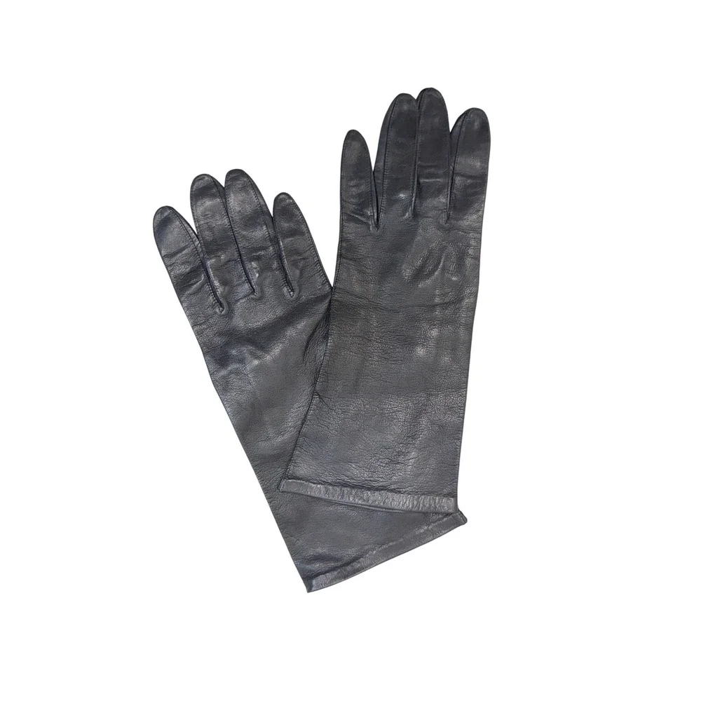 Barta Navy Blue Vintage Leather Dress Gloves Made in Italy Size 6.5